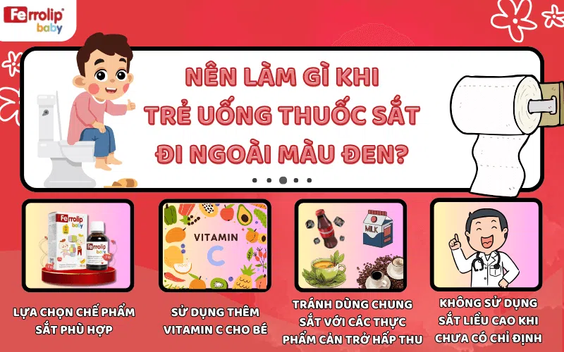 Trẻ uống thuốc sắt đi ngoài màu đen